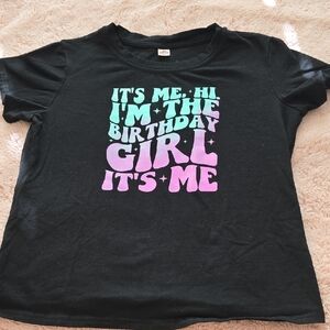 Amazon Black Birthday Girl Tee with Colorful Text